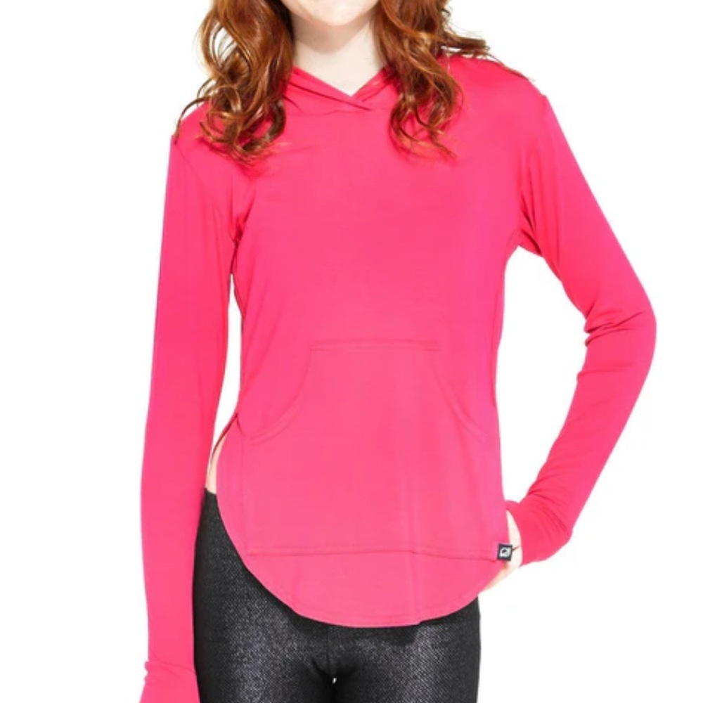 Terez Kids Hooded Long Sleeve in Hot Pink NWT - - Size Large